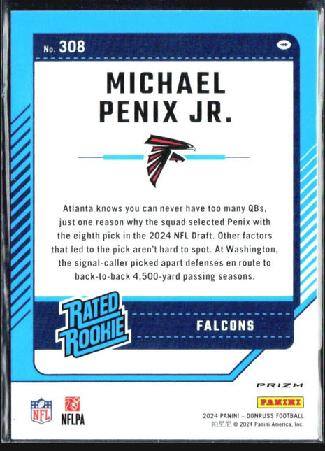 2024 Panini Donruss - Rated Rookie Michael Penix Jr. #308 Optic Preview Pink Rc