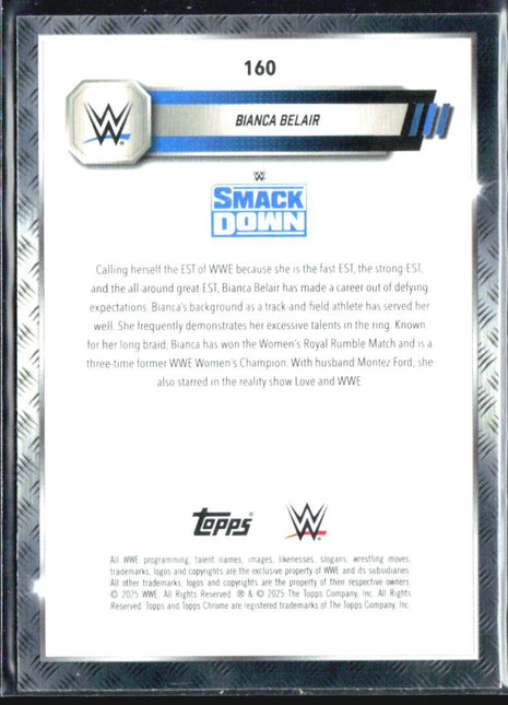 2025 Topps Chrome WWE Bianca Belair Blue Refractor /150 #160