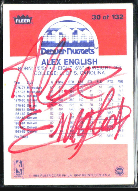 1986-87 Fleer - Alex English #30