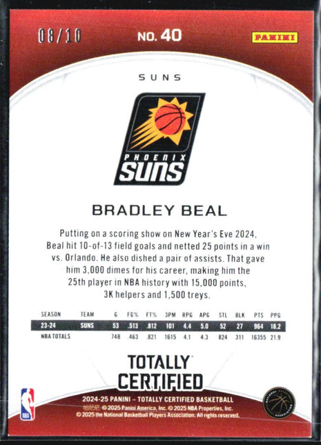 2024-25 Totally Certified Bradley Beal Gold /10 #40