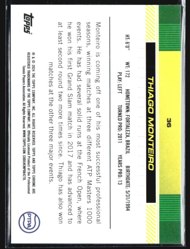 2024 Topps Chrome Tennis Thiago Monteiro Frozenfractor -3/0 #36