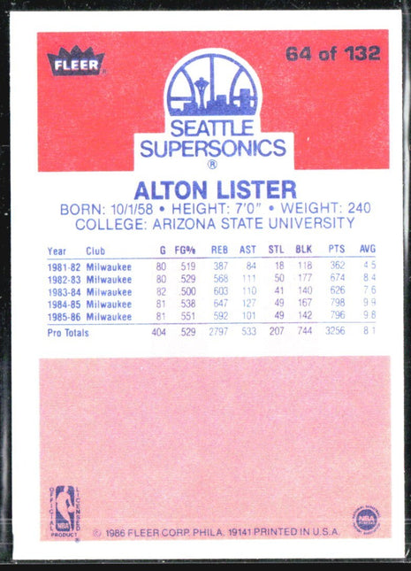 1986-87 Fleer - Alton Lister #64