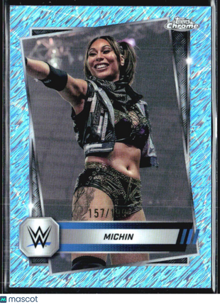 2025 Topps Chrome WWE Michin Blue Shimmer /199 #168