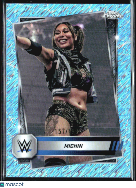 2025 Topps Chrome WWE Michin Blue Shimmer /199 #168