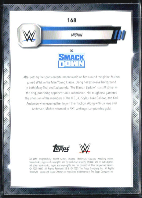 2025 Topps Chrome WWE Michin Blue Shimmer /199 #168