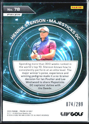 2024 Panini Prizm LIV Henrik Stenson Captains Sparkle /299 #78