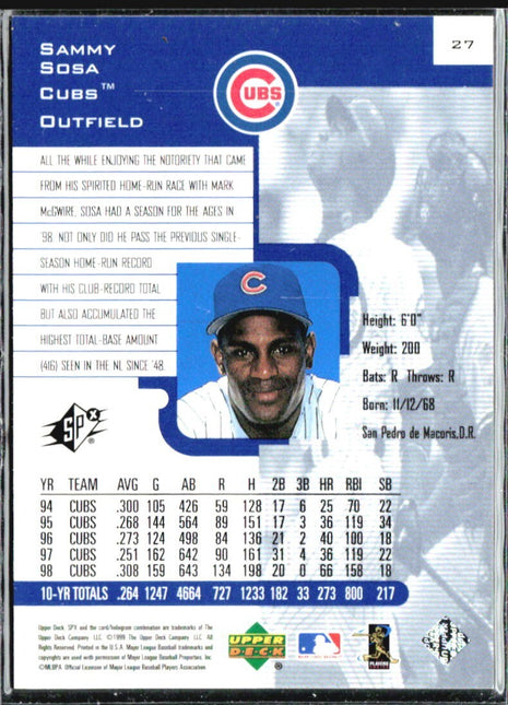 1999 SPx - Sammy Sosa #27
