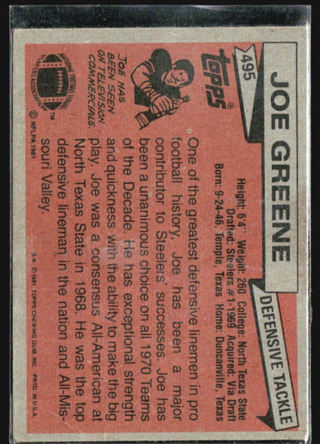1981 Topps - Joe Greene #495