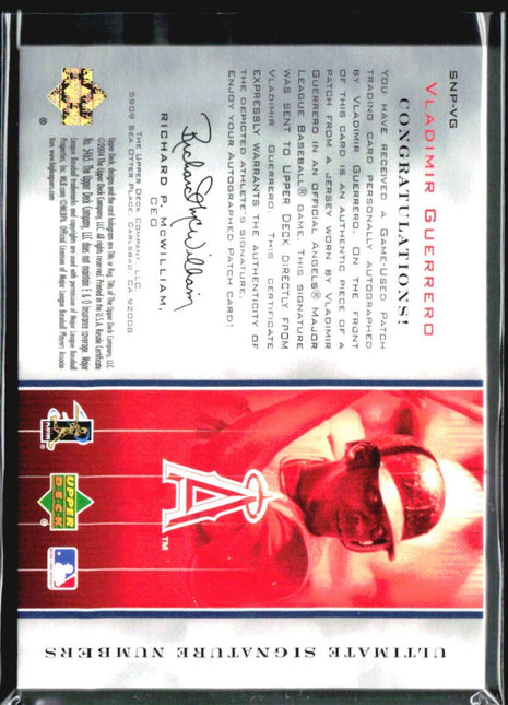 2004 Ultimate Vladimir Guerrero Signature Numbers Patch Auto /27 #SNP-VG