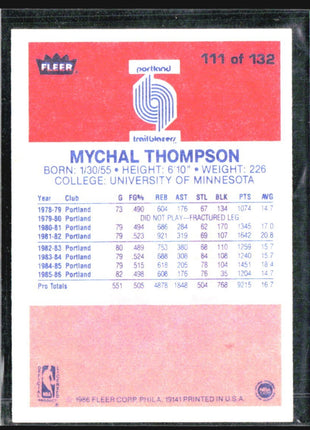 1986-87 Fleer - Mychal Thompson #111
