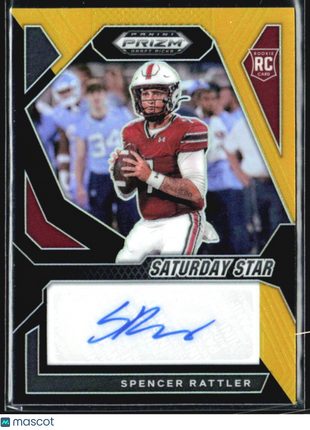 2024 Panini Prizm Draft Saturday Star Spencer Rattler Black Gold Auto /5 Rc