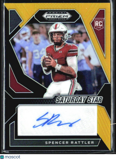 2024 Panini Prizm Draft Saturday Star Spencer Rattler Black Gold Auto /5 Rc