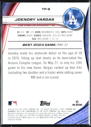 2024 Bowman Best Joendry Vargas Purple /250 Rc #Tp-8