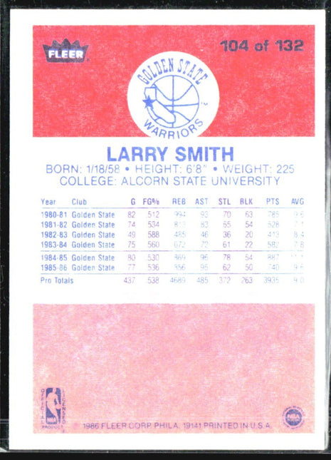 1986-87 Fleer - Larry Smith #104