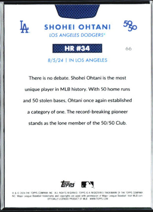 2024 Topps Chrome 50/50: Shohei Ohtani #66 Gold Refractor /50
