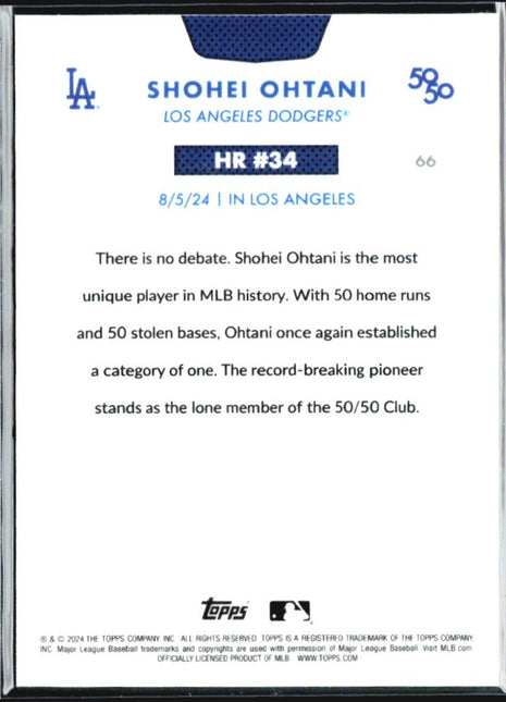 2024 Topps Chrome 50/50: Shohei Ohtani #66 Gold Refractor /50