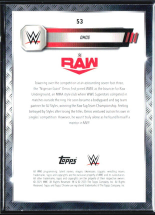 2025 Topps Chrome WWE Omos Blue Shimmer /199 #53