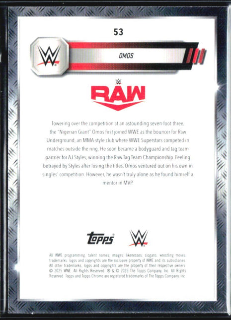 2025 Topps Chrome WWE Omos Blue Shimmer /199 #53