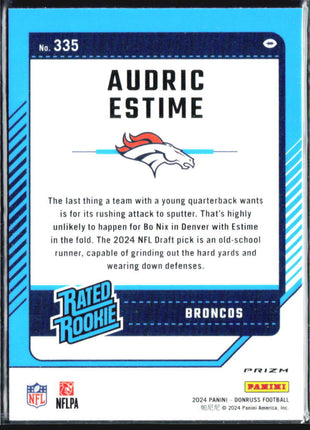 2024 PANINI DONRUSS Optic Pink Prizm #335 Audric Estime