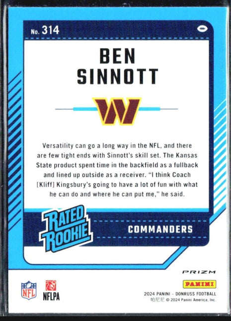 2024 Panini Donruss - Rated Rookie Ben Sinnott #314 Optic Preview Blue Scope