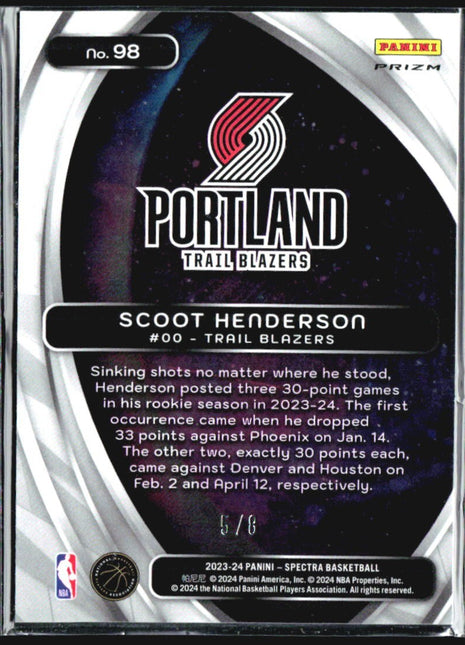 2023-24 Panini Spectra - Titan Scoot Henderson #98 (RC) Marble /8