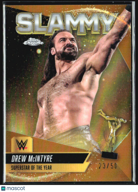 2025 Topps Chrome WWE Drew Mcintyre Slammy Gold Refractor /50