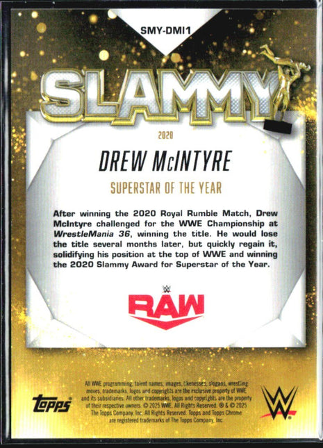 2025 Topps Chrome WWE Drew Mcintyre Slammy Gold Refractor /50