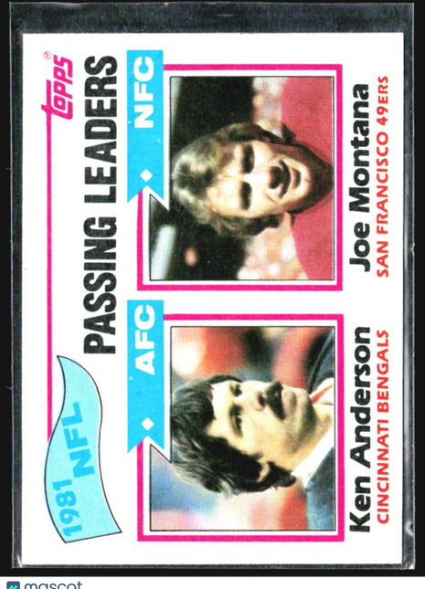 1982 Topps Joe Montana Ken Anderson Passing Leaders #257