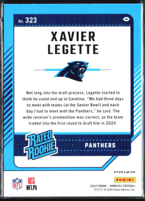 2024 PANINI DONRUSS Optic Preview Pink Prizm #323 XAVIER LEGETTE