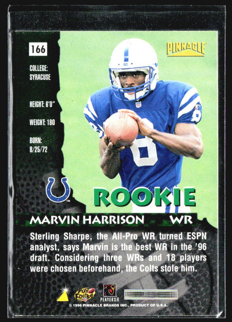 1996 Pinnacle - Marvin Harrison #166 (RC)
