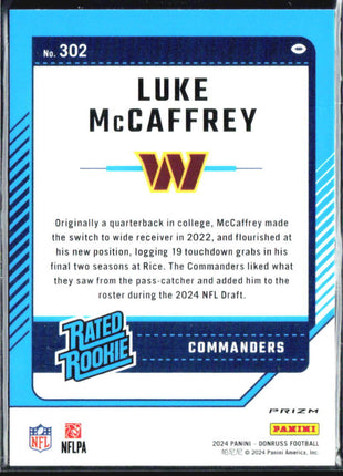 2024 PANINI DONRUSS Optic Preview Pink Prizm #302 LUKE MCCAFFREY