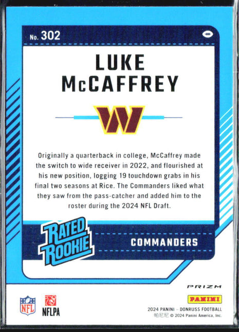 2024 PANINI DONRUSS Optic Preview Pink Prizm #302 LUKE MCCAFFREY