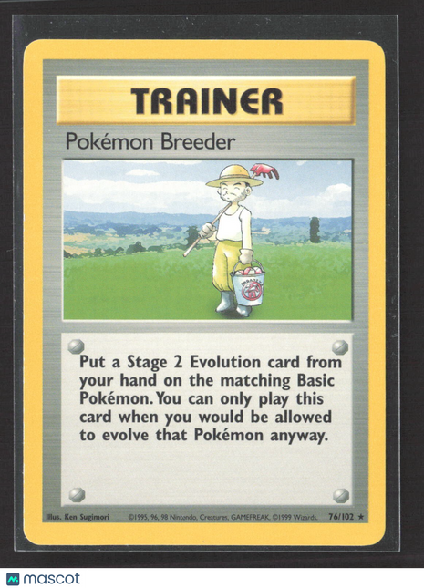 1999 Pokémon Pokémon Breeder Base Set Shadowless #76/102