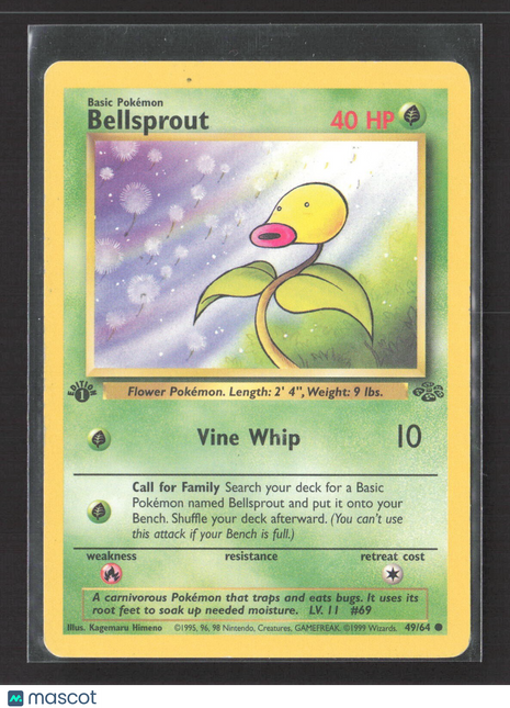 1999 Pokémon Bellsprout Jungle 1st Edition #49/64
