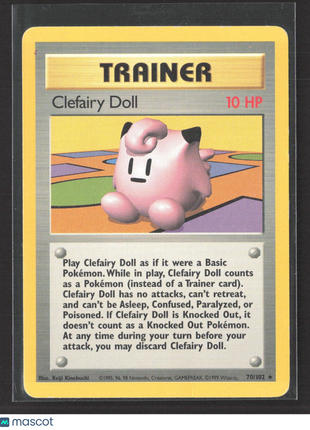 1999 Pokémon Trainer Clefairy Doll Base Set Unlimited #70/102