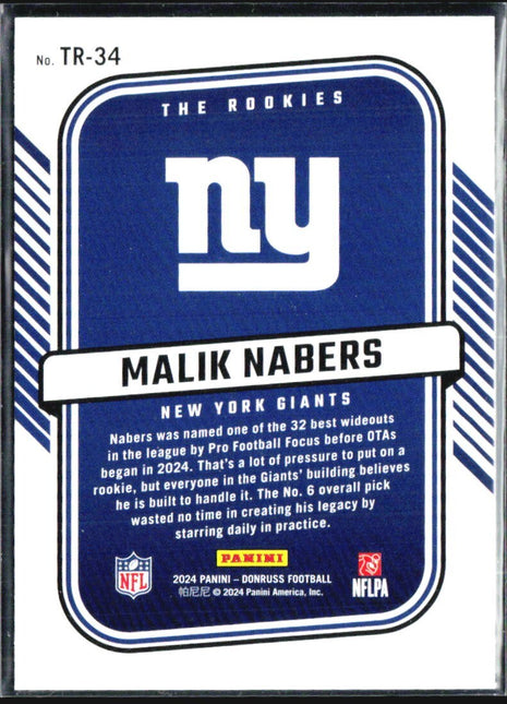 2024 Panini Donruss - The Rookies Malik Nabers #TR-34 (RC)