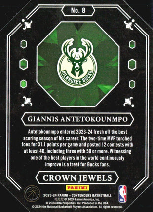 2023-24 Panini Contenders Crown Jewels Giannis Antetokounmpo #8