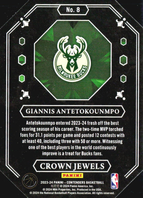 2023-24 Panini Contenders Crown Jewels Giannis Antetokounmpo #8