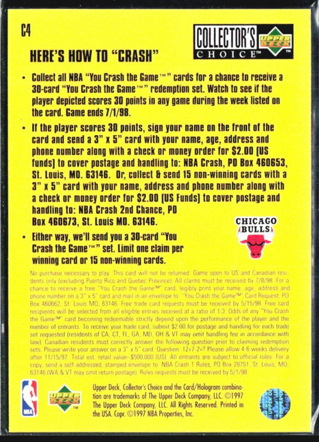 1997-98 Upper Deck Collector's Choice - You Crash the Game Scottie Pippen #C4