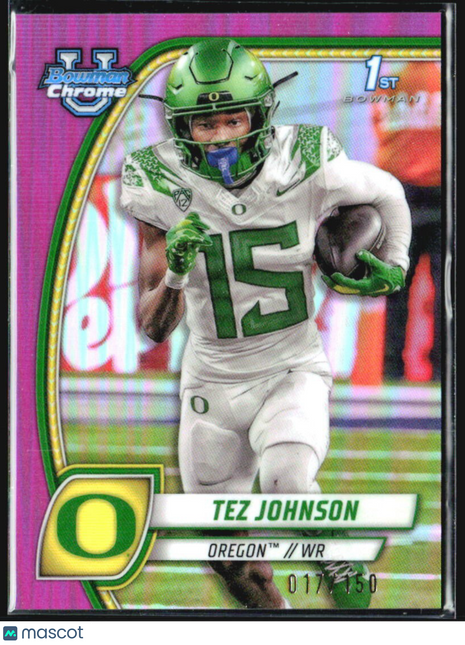 2024 Bowman University Chrome Tez Johnson 1st Pink Refractor /150 #171