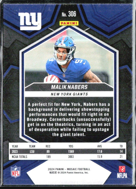 2024 Panini Mosaic - Rookies Malik Nabers #306 (RC)