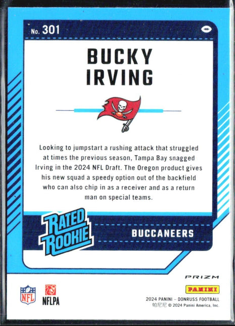 2024 Panini Donruss - Rated Rookie Bucky Irving #301 Optic Preview Holo Prizm RC