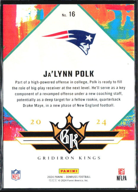 2024 Panini Donruss - Rookie Gridiron Kings Ja'Lynn Polk #16 (RC)