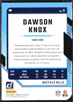 2024 Panini Donruss - Dawson Knox #4 Holo Die Cut Press Proof /75