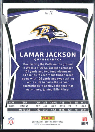 2024 Panini Certified - Lamar Jackson #72 Mirror /275 Brown