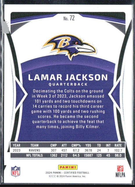 2024 Panini Certified - Lamar Jackson #72 Mirror /275 Brown