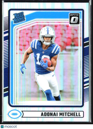 2024 Panini Donruss Rated Rookie Adonai Mitchell #343 Optic Preview Holo