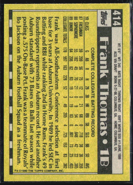 1990 Topps - Frank Thomas #414 (RC)