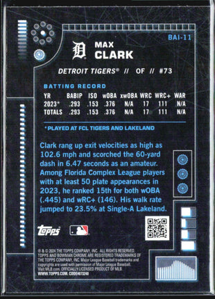 2024 Bowman - Bowman Ai Max Clark #BAI-11 (RC)