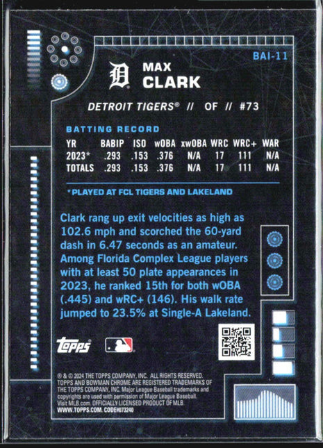 2024 Bowman - Bowman Ai Max Clark #BAI-11 (RC)